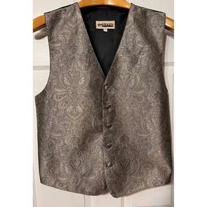 After Hours Mens Gold Paisley Jacquard Tuxedo Vest Formal Wedding Sz Medium